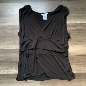 Classic Minimalist Y2k Black Sleeveless Wrap Top Shirt GEORGE Stretch Size L
